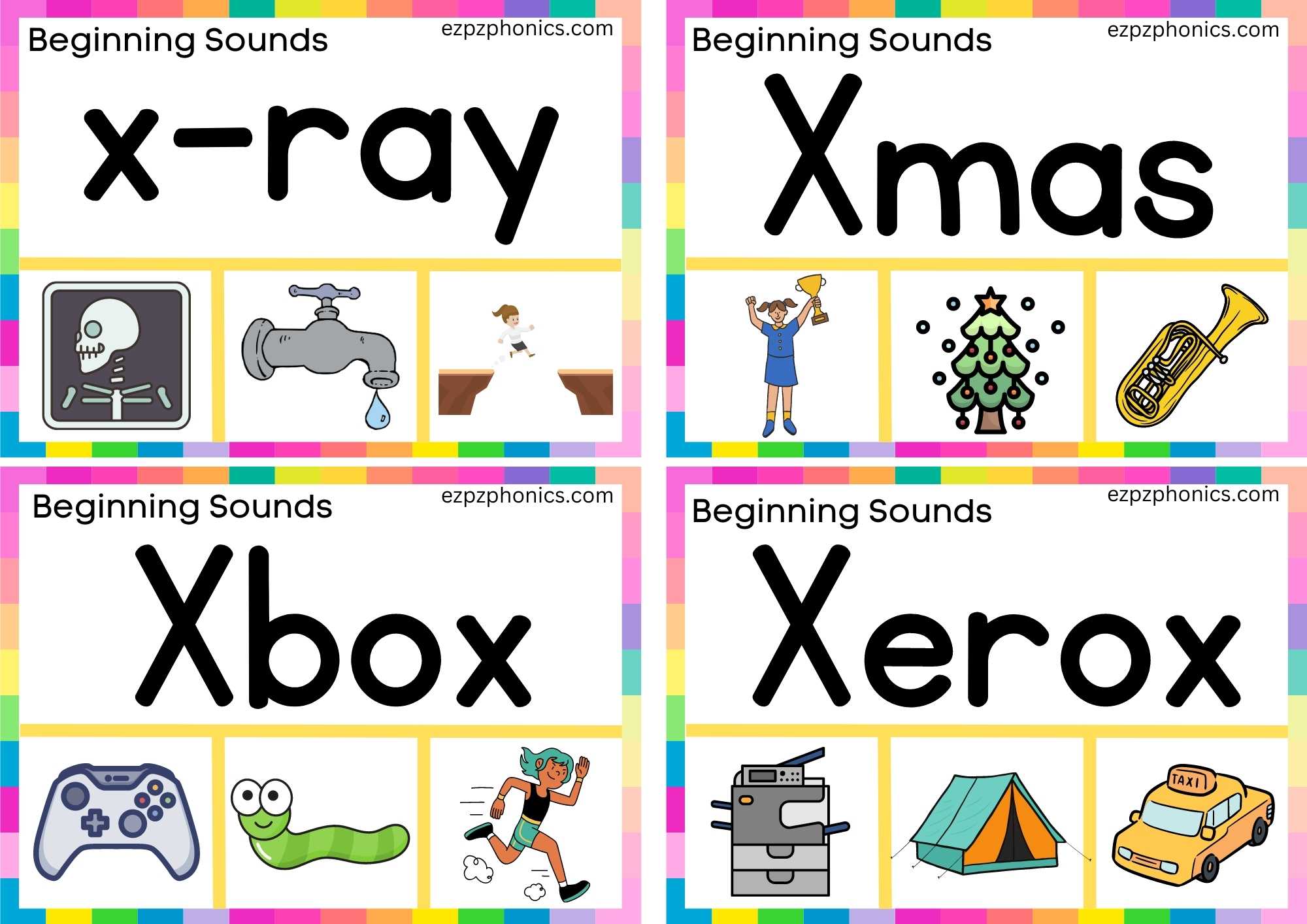 X Beginning Sound Clip Cards. Read the Word the Clip the Correct Image Set1